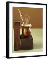 Beaker of Chimarrao with Silver Straw on Wood-Ricardo De Vicq De Cumptich-Framed Photographic Print