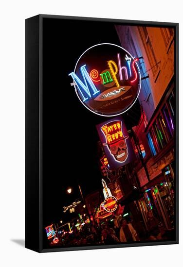 Beale Street at Night in Memphis Tennessee-null-Framed Stretched Canvas