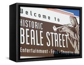 Beale Street Sign, Beale Street Entertainment Area, Memphis, Tennessee, USA-Walter Bibikow-Framed Stretched Canvas