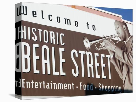 Beale Street Sign, Beale Street Entertainment Area, Memphis, Tennessee, USA-Walter Bibikow-Stretched Canvas