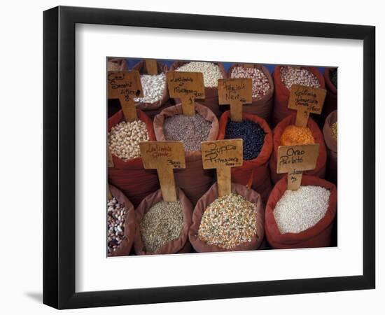 Beans and Grain at Market in Campo de' Fiori, Rome, Italy-Merrill Images-Framed Photographic Print