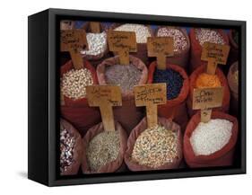 Beans and Grain at Market in Campo de' Fiori, Rome, Italy-Merrill Images-Framed Stretched Canvas