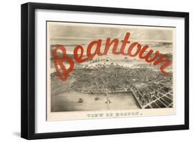 Beantown - 1870, Boston Bird's Eye View on July 4th, Massachusetts, United States Map-null-Framed Giclee Print