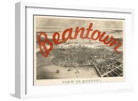 Beantown - 1870, Boston Bird's Eye View on July 4th, Massachusetts, United States Map-null-Framed Giclee Print