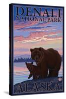 Bear and Cub, Denali National Park, Alaska-Lantern Press-Stretched Canvas