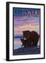 Bear and Cub, Denali National Park, Alaska-Lantern Press-Framed Art Print