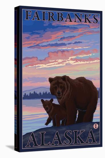 Bear and Cub, Fairbanks, Alaska-Lantern Press-Stretched Canvas