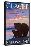 Bear and Cub, Glacier National Park, Montana-Lantern Press-Stretched Canvas