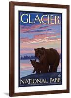 Bear and Cub, Glacier National Park, Montana-Lantern Press-Framed Art Print