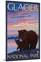 Bear and Cub, Glacier National Park, Montana-Lantern Press-Mounted Art Print