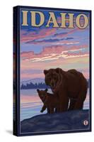 Bear and Cub, Idaho-Lantern Press-Stretched Canvas