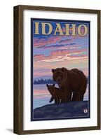 Bear and Cub, Idaho-Lantern Press-Framed Art Print