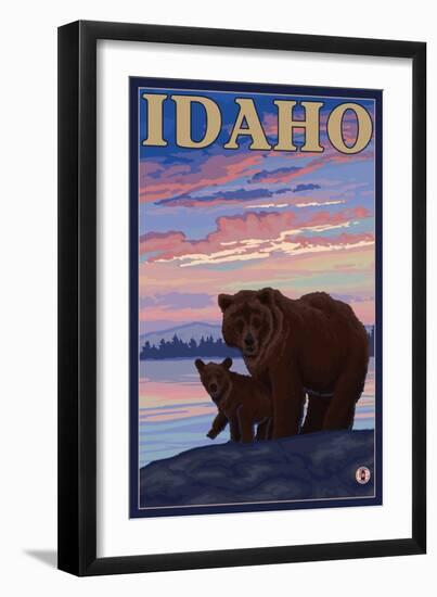 Bear and Cub, Idaho-Lantern Press-Framed Art Print