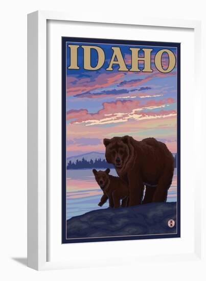 Bear and Cub, Idaho-Lantern Press-Framed Art Print