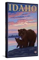 Bear and Cub, Idaho-Lantern Press-Stretched Canvas