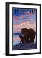 Bear and Cub, Juneau, Alaska-Lantern Press-Framed Art Print