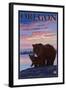 Bear and Cub, Oregon-Lantern Press-Framed Art Print