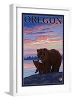 Bear and Cub, Oregon-Lantern Press-Framed Art Print