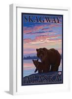 Bear and Cub, Skagway, Alaska-Lantern Press-Framed Art Print