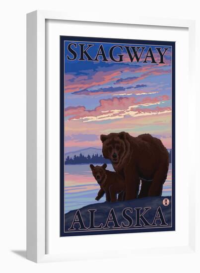 Bear and Cub, Skagway, Alaska-Lantern Press-Framed Art Print