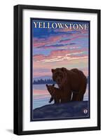 Bear and Cub, Yellowstone National Park-Lantern Press-Framed Art Print