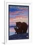 Bear and Cub, Yellowstone National Park-Lantern Press-Framed Art Print