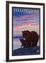 Bear and Cub, Yellowstone National Park-Lantern Press-Framed Art Print