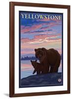 Bear and Cub, Yellowstone National Park-Lantern Press-Framed Art Print