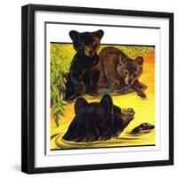 "Bear and Cubs in River,"August 25, 1934-Jack Murray-Framed Giclee Print