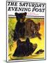 "Bear and Cubs in River," Saturday Evening Post Cover, August 25, 1934-Jack Murray-Mounted Giclee Print