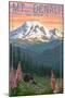 Bear and Cubs Spring Flowers - Mount Denali, Alaska-Lantern Press-Mounted Art Print