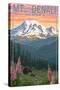 Bear and Cubs Spring Flowers - Mount Denali, Alaska-Lantern Press-Stretched Canvas