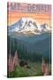 Bear and Cubs Spring Flowers - Mount Denali, Alaska-Lantern Press-Stretched Canvas