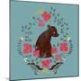 Bear and Flowers-null-Mounted Giclee Print