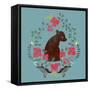 Bear and Flowers-null-Framed Stretched Canvas