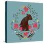 Bear and Flowers-null-Stretched Canvas