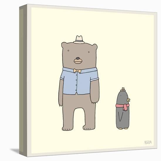 Bear and Penguin Portrait-Reza Farazmand-Stretched Canvas