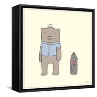 Bear and Penguin Portrait-Reza Farazmand-Framed Stretched Canvas