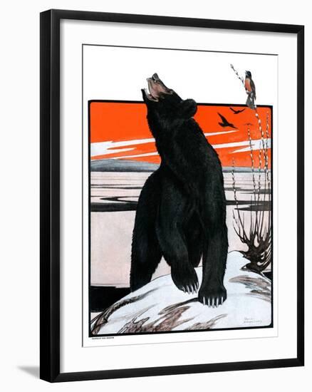 "Bear and Robin Welcome Spring,"March 14, 1925-Paul Bransom-Framed Giclee Print