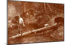 Bear approaches fishermen in the woods-Henry Marriott Paget-Mounted Giclee Print