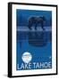 Bear at Night - Lake Tahoe, California-Lantern Press-Framed Art Print