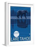 Bear at Night - Lake Tahoe, California-Lantern Press-Framed Art Print