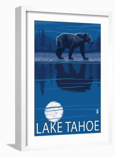 Bear at Night - Lake Tahoe, California-Lantern Press-Framed Art Print