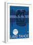 Bear at Night - Lake Tahoe, California-Lantern Press-Framed Art Print