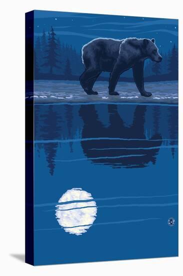 Bear at Night-Lantern Press-Stretched Canvas