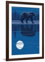 Bear at Night-Lantern Press-Framed Art Print