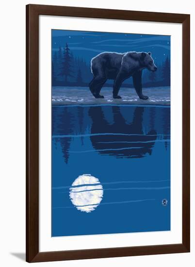 Bear at Night-Lantern Press-Framed Art Print