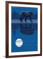 Bear at Night-Lantern Press-Framed Art Print