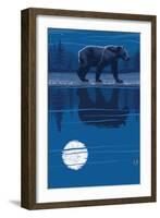 Bear at Night-Lantern Press-Framed Art Print