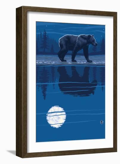 Bear at Night-Lantern Press-Framed Art Print